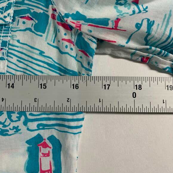 Lilly Pulitzer 0 Cruiser Shirt Watch Out Lighthouse Print Blue Pink Coastal Sea - Picture 6 of 9